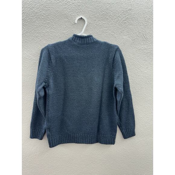 Carolyn Taylor Womens Sweater Size Small Blue Fuzzy Long Sleeve V-Neck - Picture 7 of 11